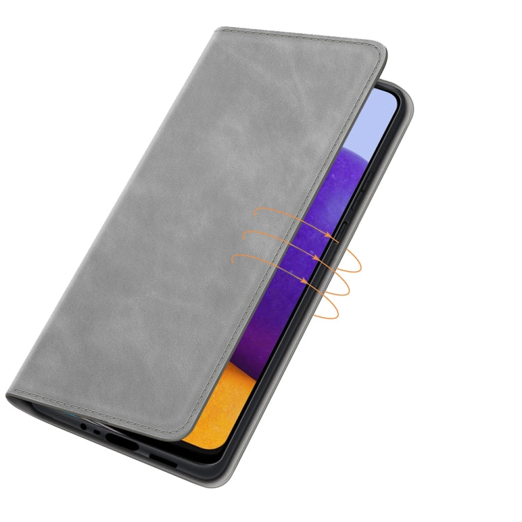 For Samsung Galaxy A22 5G Retro-skin Business Magnetic Suction Leather Case with Holder & Card Slots & Wallet