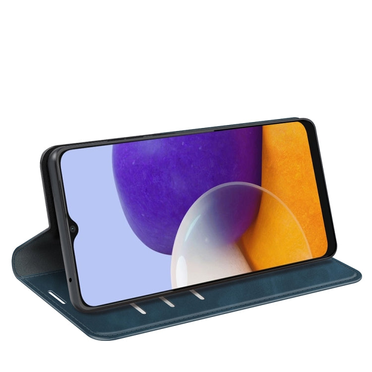 For Samsung Galaxy A22 5G Retro-skin Business Magnetic Suction Leather Case with Holder & Card Slots & Wallet