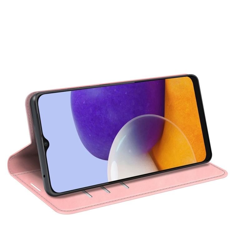 For Samsung Galaxy A22 5G Retro-skin Business Magnetic Suction Leather Case with Holder & Card Slots & Wallet