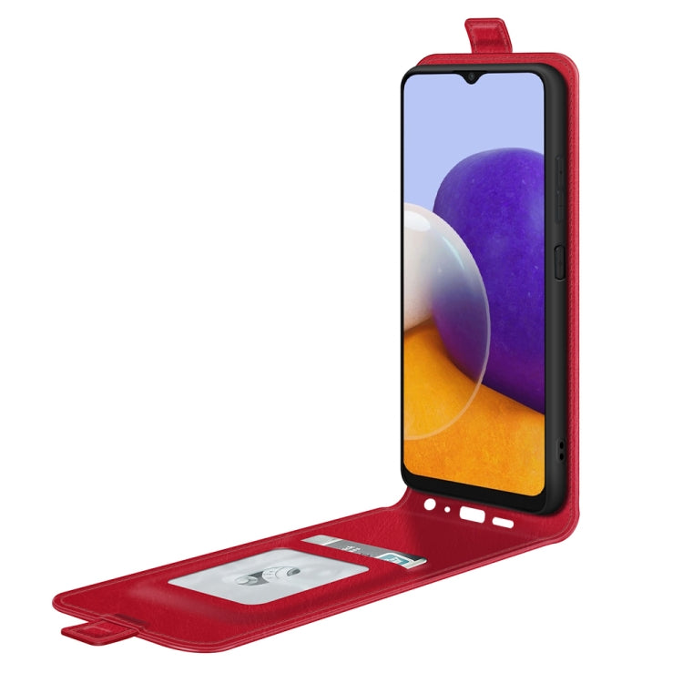 For Samsung Galaxy A22 5G R64 Texture Single Vertical Flip Leather Protective Case with Card Slots & Photo Frame