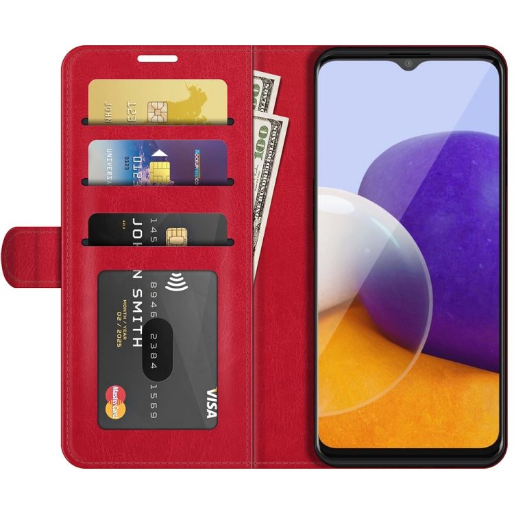For Samsung Galaxy A22 5G R64 Texture Single Horizontal Flip Protective Case with Holder & Card Slots & Wallet& Photo Frame