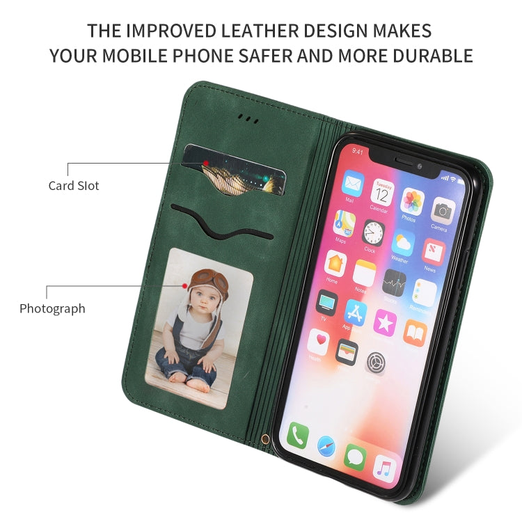 For iPhone XS Max Retro Skin Feel Business Magnetic Horizontal Flip Leather Case