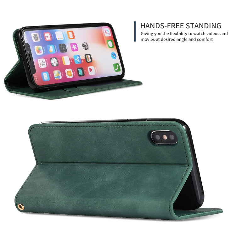For iPhone XS Max Retro Skin Feel Business Magnetic Horizontal Flip Leather Case