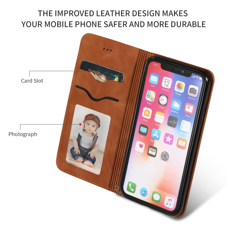 For iPhone XS Max Retro Skin Feel Business Magnetic Horizontal Flip Leather Case