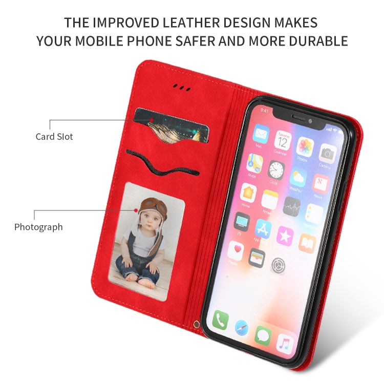 For iPhone XS Max Retro Skin Feel Business Magnetic Horizontal Flip Leather Case