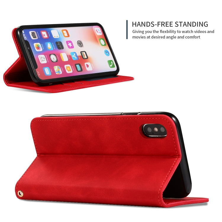 For iPhone XS Max Retro Skin Feel Business Magnetic Horizontal Flip Leather Case