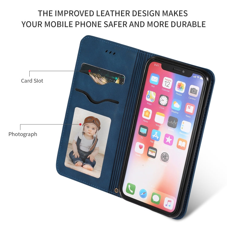 For iPhone XS Max Retro Skin Feel Business Magnetic Horizontal Flip Leather Case