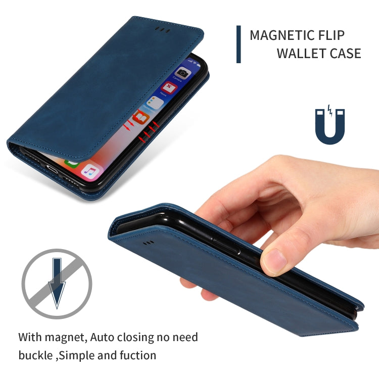 For iPhone XS Max Retro Skin Feel Business Magnetic Horizontal Flip Leather Case