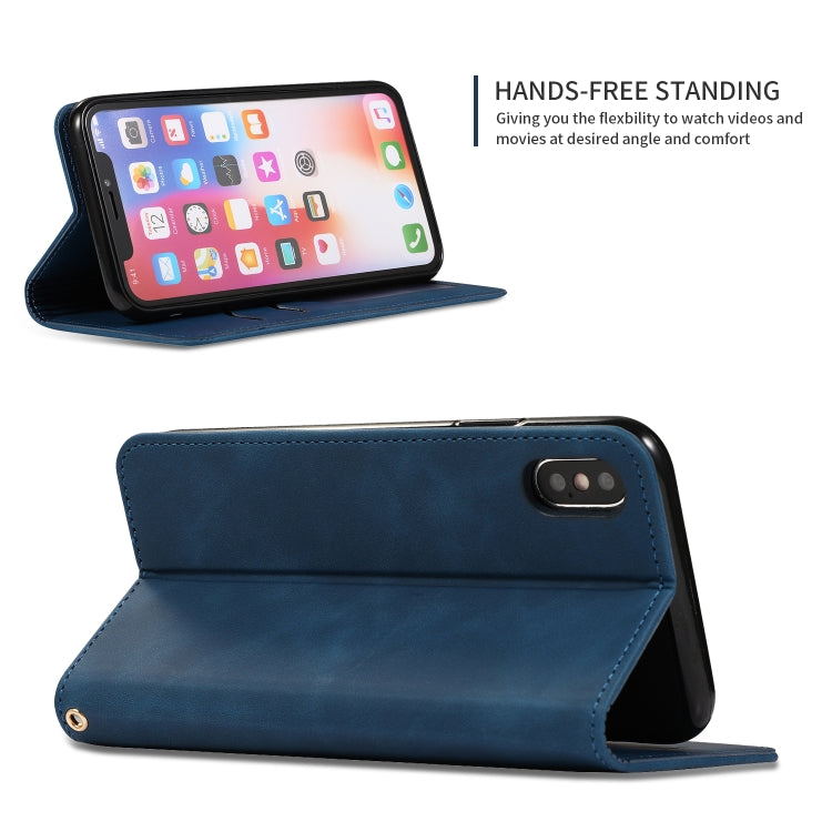 For iPhone XS Max Retro Skin Feel Business Magnetic Horizontal Flip Leather Case