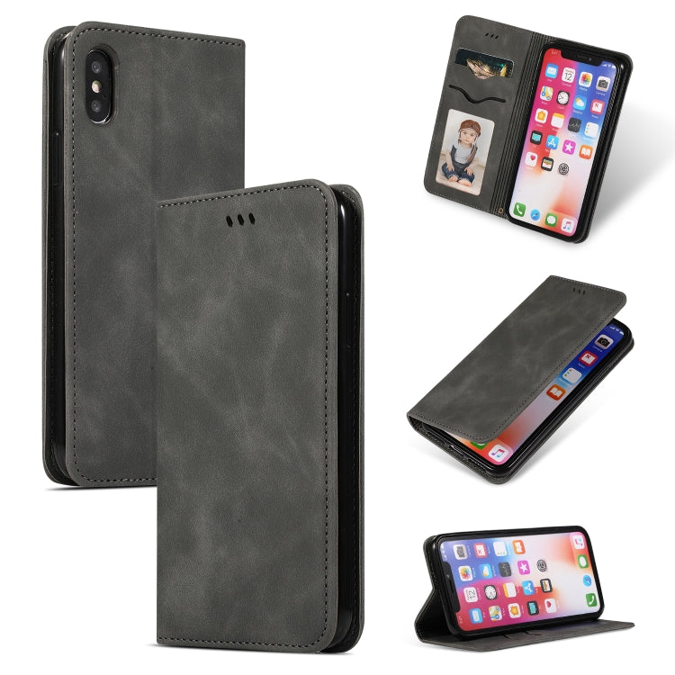 For iPhone XS Max Retro Skin Feel Business Magnetic Horizontal Flip Leather Case