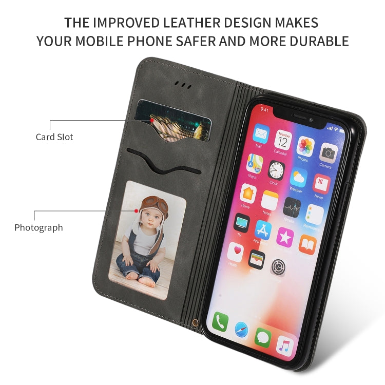 For iPhone XS Max Retro Skin Feel Business Magnetic Horizontal Flip Leather Case