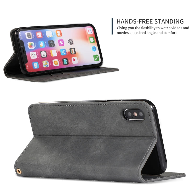 For iPhone XS Max Retro Skin Feel Business Magnetic Horizontal Flip Leather Case