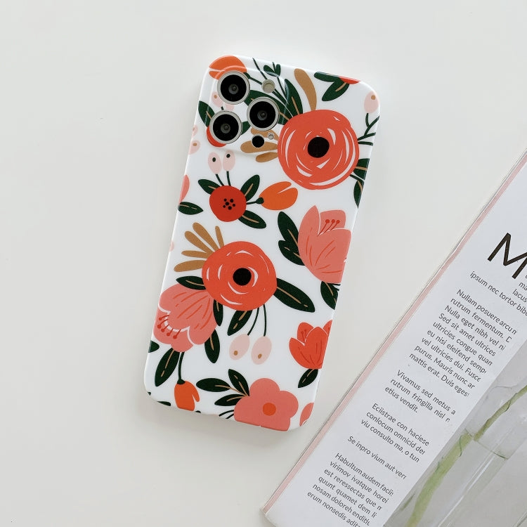 For iPhone 12 Pro Max Frosted Flowers Pattern IMD TPU Case