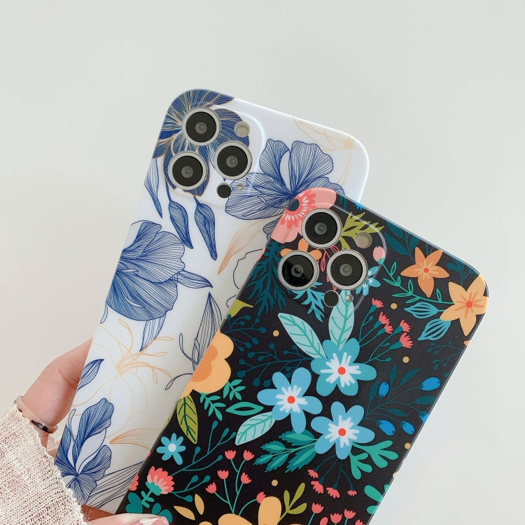 For iPhone 12 Pro Max Frosted Flowers Pattern IMD TPU Case