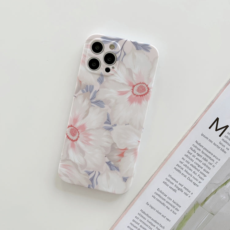 For iPhone 12 Frosted Flowers Pattern IMD TPU Case