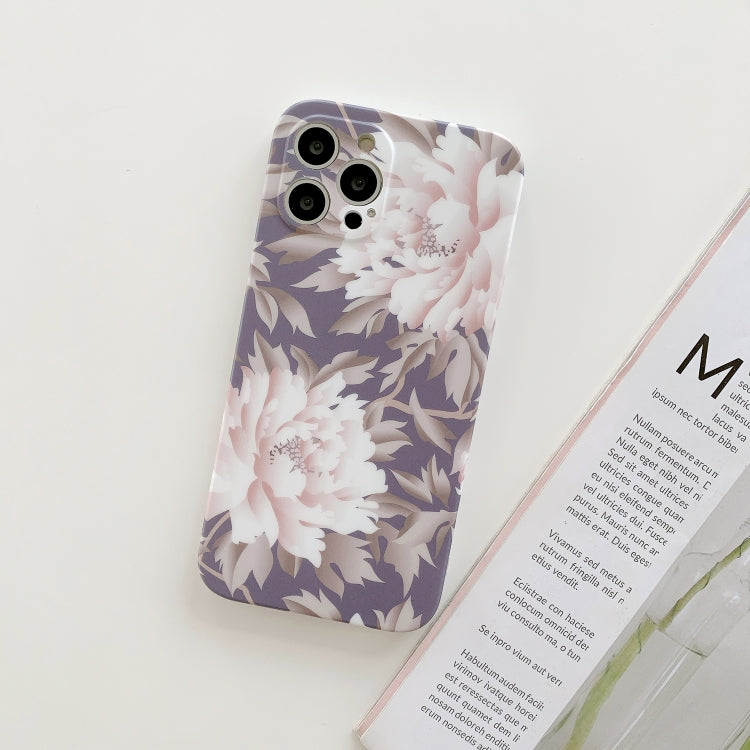 For iPhone 12 Pro Frosted Flowers Pattern IMD TPU Case