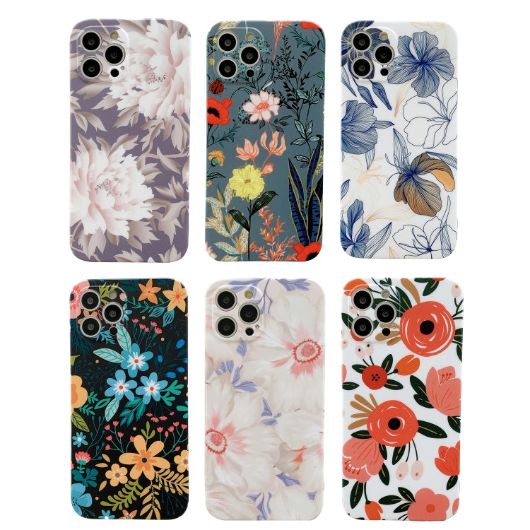 For iPhone 12 Pro Frosted Flowers Pattern IMD TPU Case