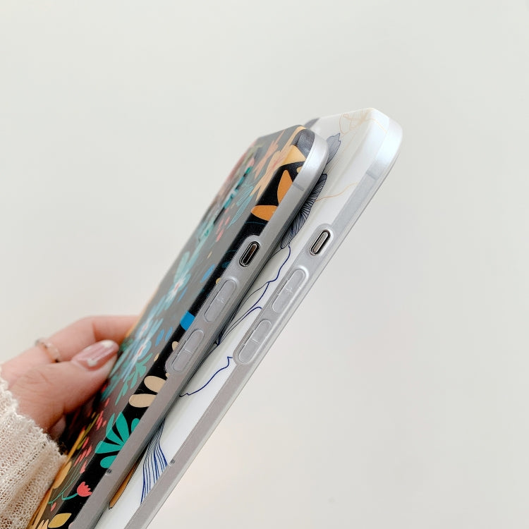 For iPhone 11 Pro Frosted Flowers Pattern IMD TPU Case