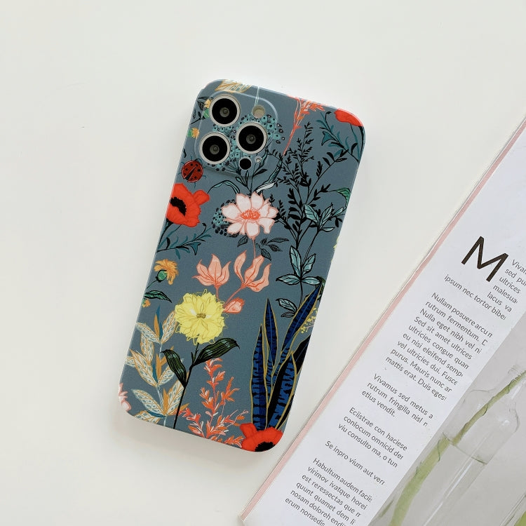 For iPhone 11 Pro Max Frosted Flowers Pattern IMD TPU Case