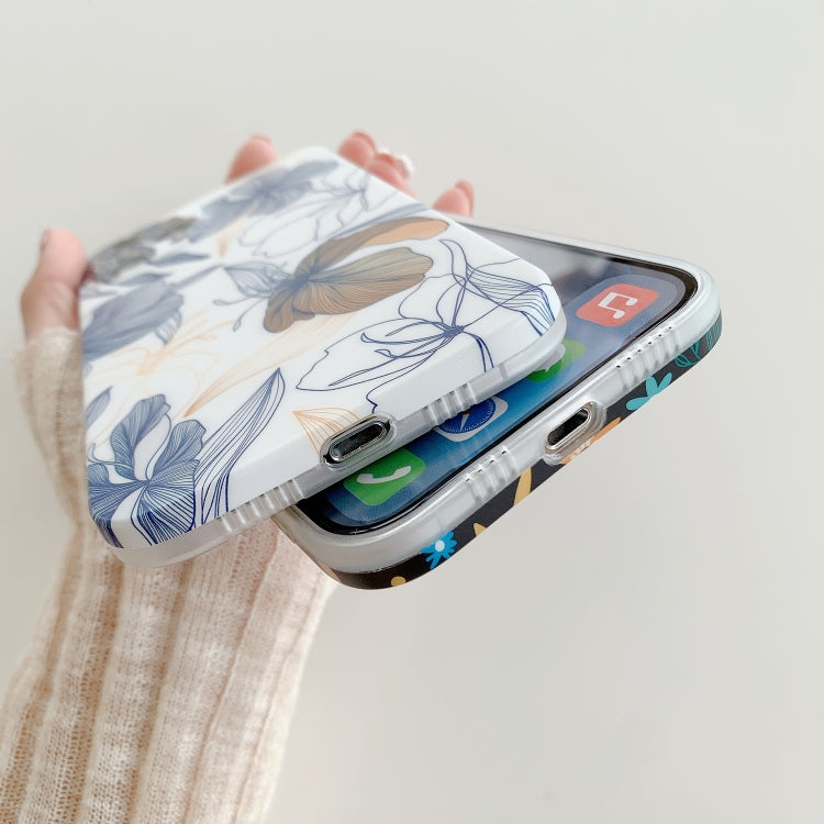 For iPhone 11 Pro Max Frosted Flowers Pattern IMD TPU Case