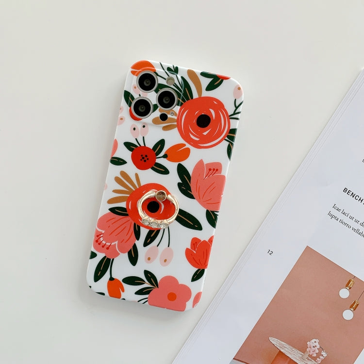 For iPhone 12 Frosted Flowers Pattern IMD TPU Case