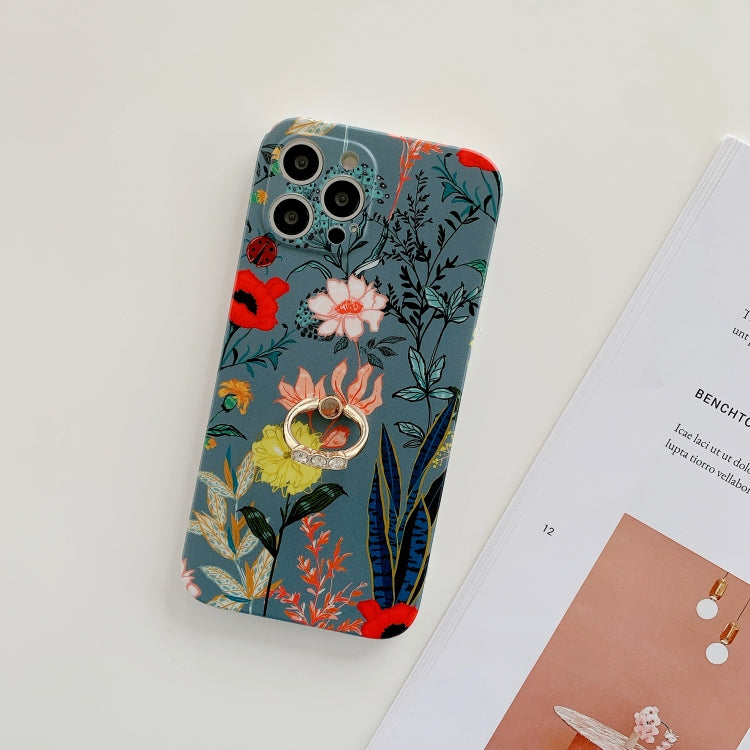 For iPhone 12 Frosted Flowers Pattern IMD TPU Case