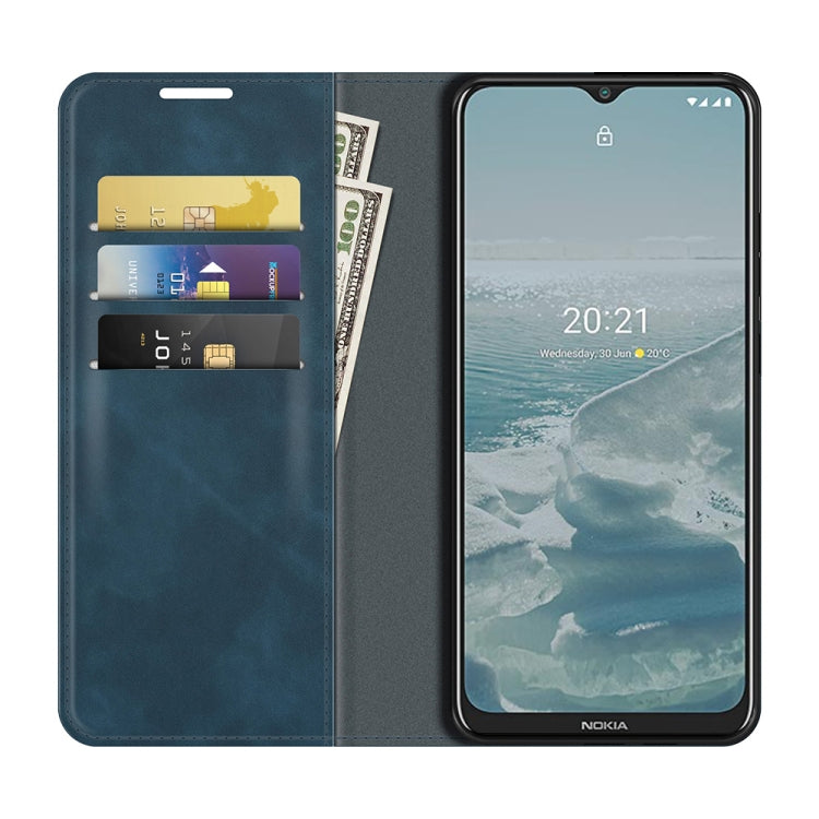 For Nokia G10/G20 Retro-skin Business Magnetic Suction Leather Case with Holder & Card Slots & Wallet