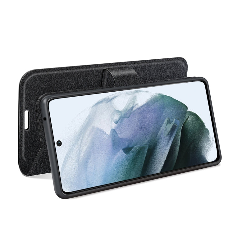 For Galaxy S21 FE Litchi Texture Horizontal Flip Protective Case with Holder & Card Slots & Wallet