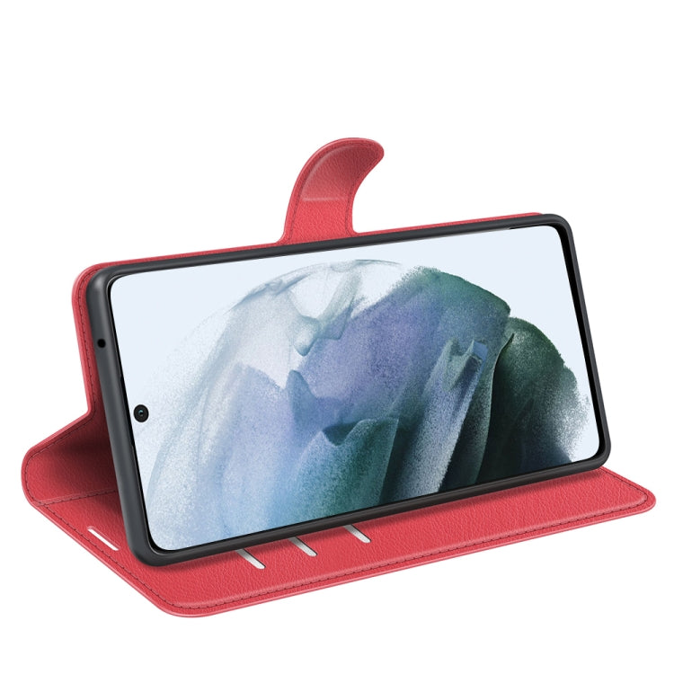 For Galaxy S21 FE Litchi Texture Horizontal Flip Protective Case with Holder & Card Slots & Wallet