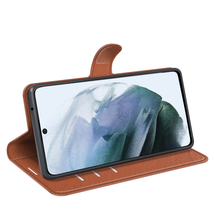 For Galaxy S21 FE Litchi Texture Horizontal Flip Protective Case with Holder & Card Slots & Wallet