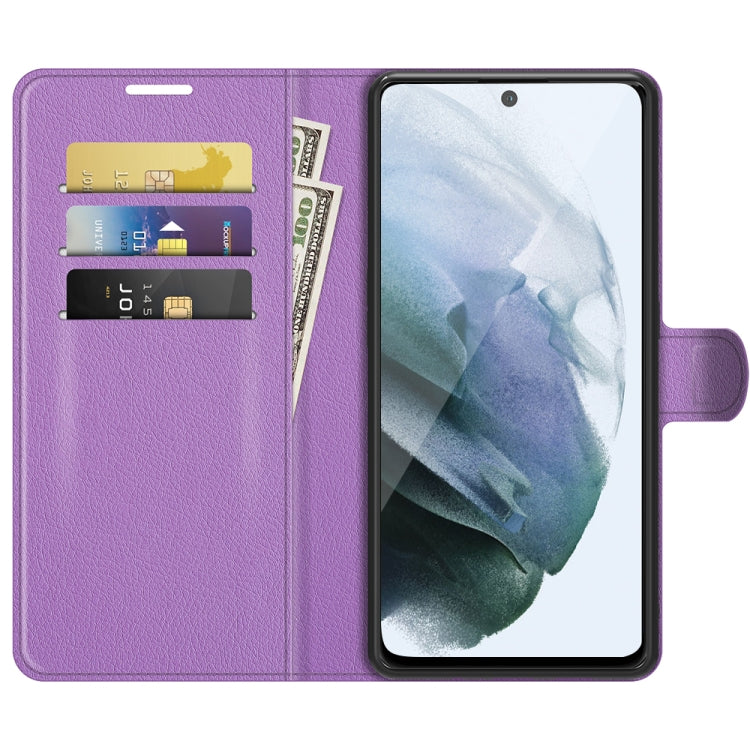 For Galaxy S21 FE Litchi Texture Horizontal Flip Protective Case with Holder & Card Slots & Wallet