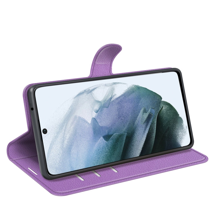 For Galaxy S21 FE Litchi Texture Horizontal Flip Protective Case with Holder & Card Slots & Wallet
