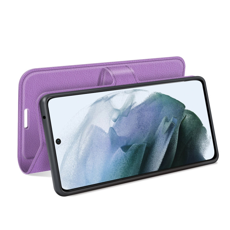 For Galaxy S21 FE Litchi Texture Horizontal Flip Protective Case with Holder & Card Slots & Wallet