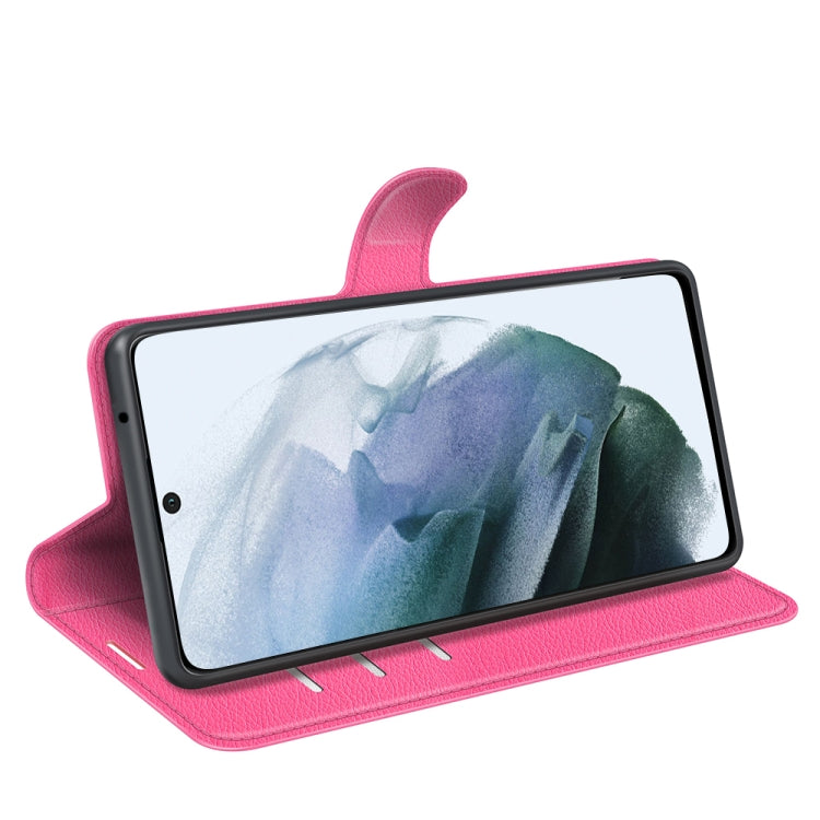 For Galaxy S21 FE Litchi Texture Horizontal Flip Protective Case with Holder & Card Slots & Wallet