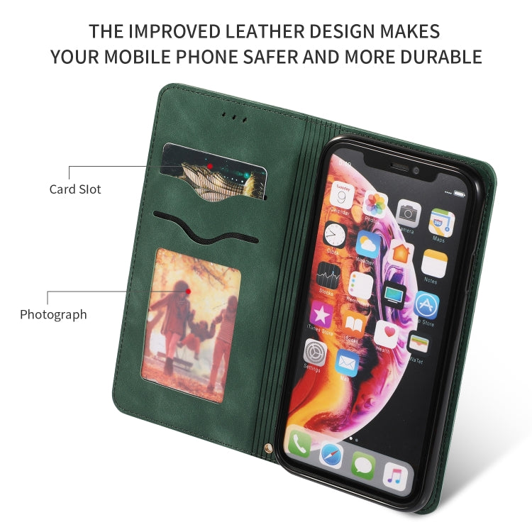 For iPhone XR Retro Skin Feel Business Magnetic Horizontal Flip Leather Case
