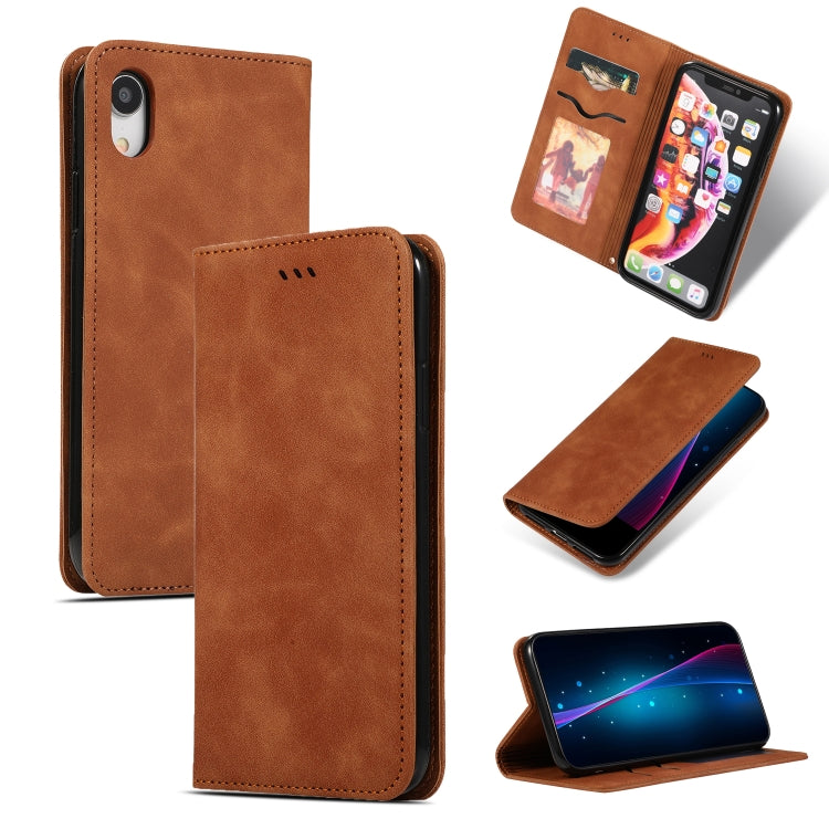 For iPhone XR Retro Skin Feel Business Magnetic Horizontal Flip Leather Case