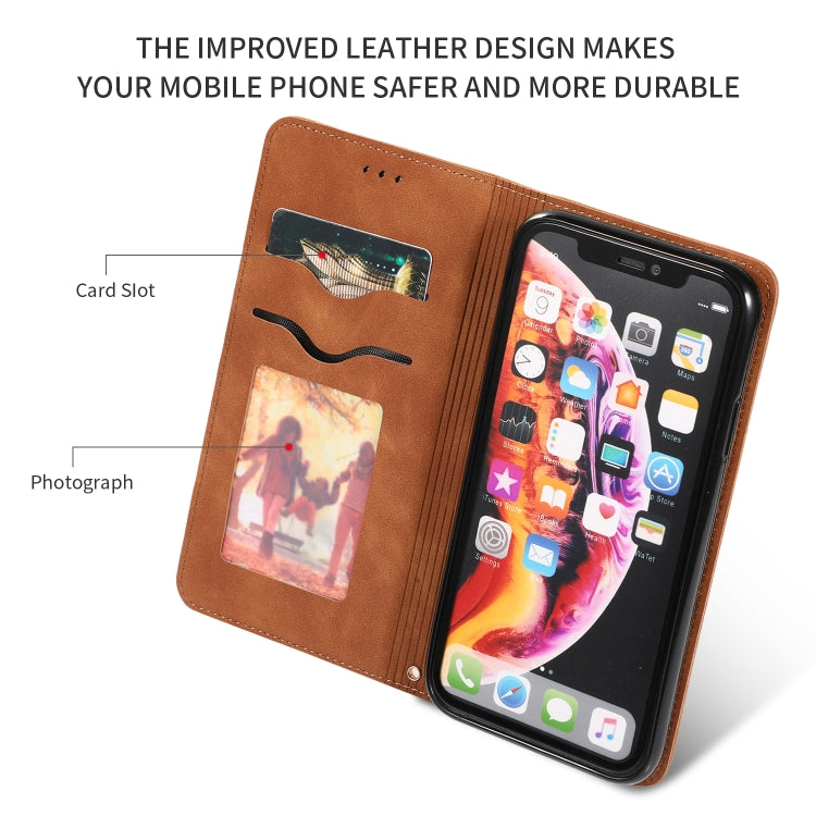 For iPhone XR Retro Skin Feel Business Magnetic Horizontal Flip Leather Case