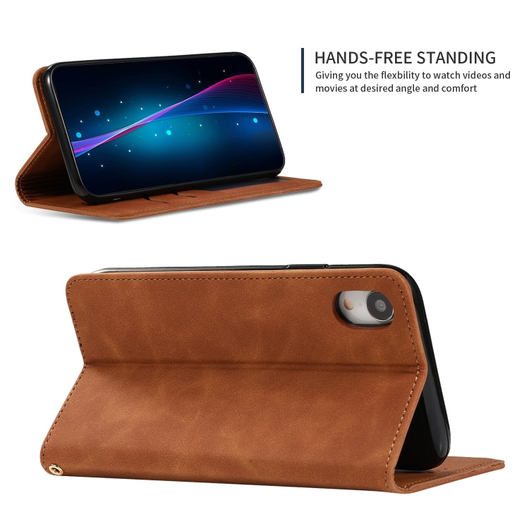 For iPhone XR Retro Skin Feel Business Magnetic Horizontal Flip Leather Case