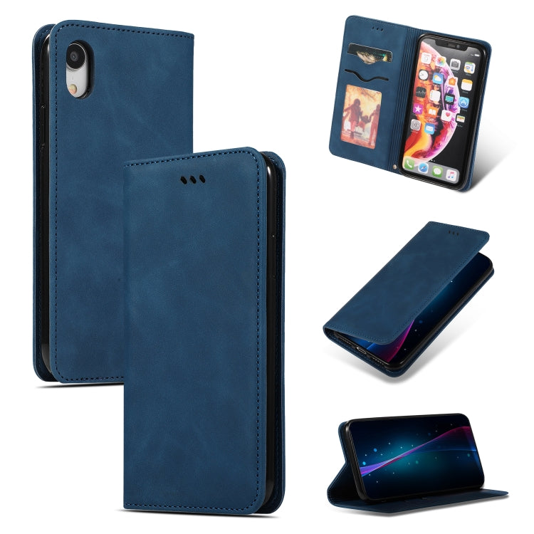 For iPhone XR Retro Skin Feel Business Magnetic Horizontal Flip Leather Case