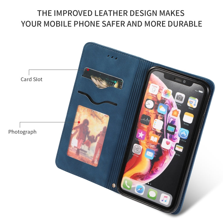 For iPhone XR Retro Skin Feel Business Magnetic Horizontal Flip Leather Case
