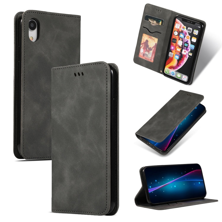 For iPhone XR Retro Skin Feel Business Magnetic Horizontal Flip Leather Case