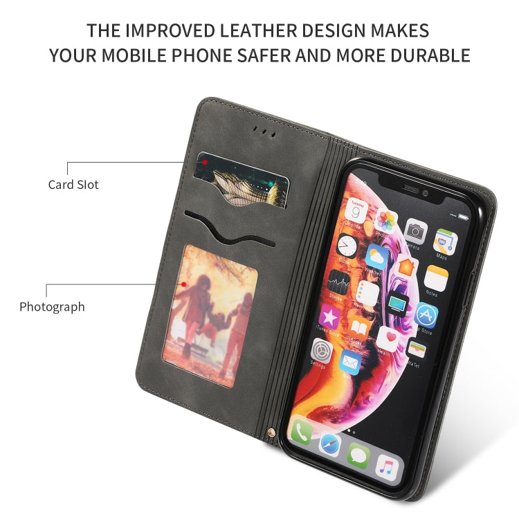 For iPhone XR Retro Skin Feel Business Magnetic Horizontal Flip Leather Case