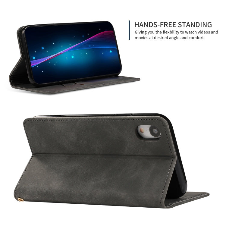 For iPhone XR Retro Skin Feel Business Magnetic Horizontal Flip Leather Case