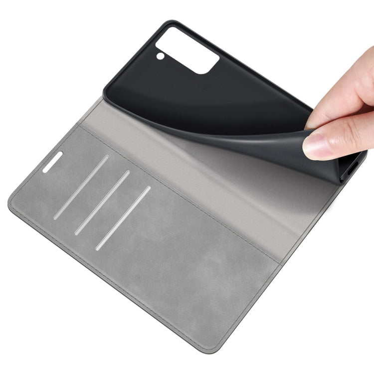 For Samsung Galaxy S21 FE Retro-skin Business Magnetic Suction Leather Case with Holder & Card Slots & Wallet