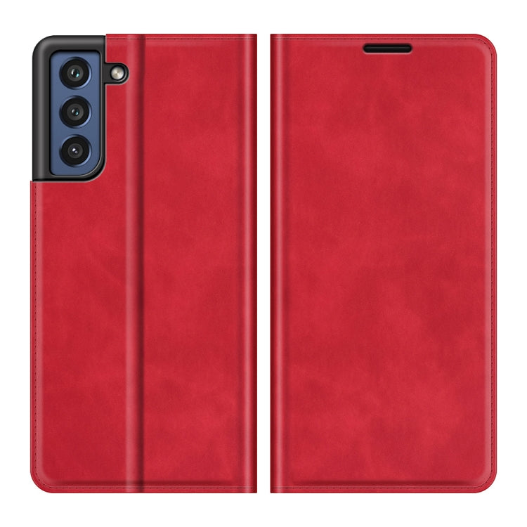 For Samsung Galaxy S21 FE Retro-skin Business Magnetic Suction Leather Case with Holder & Card Slots & Wallet