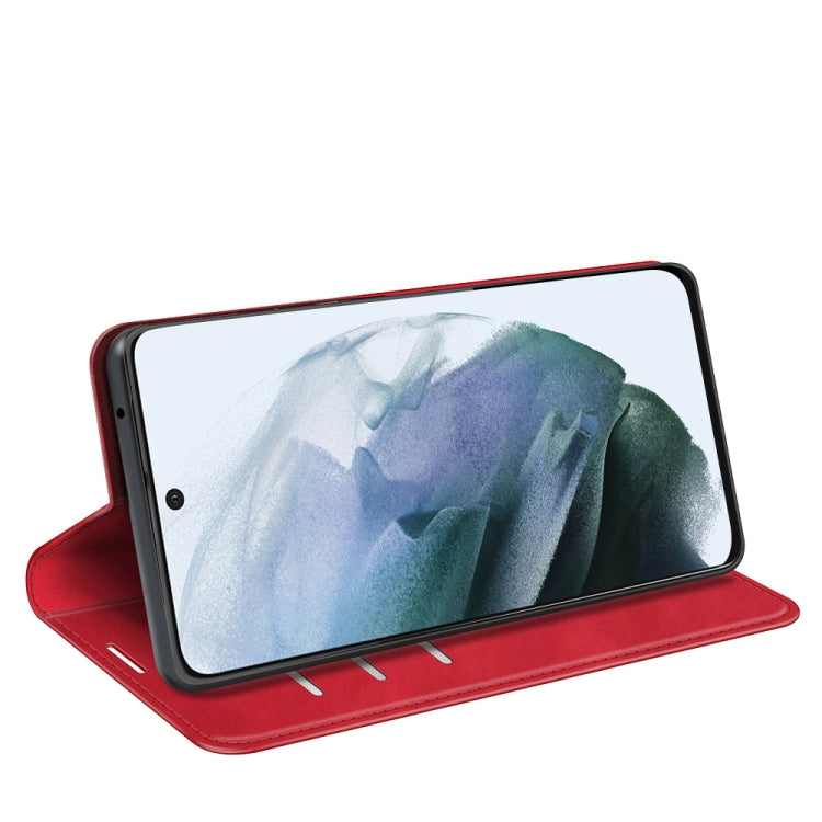 For Samsung Galaxy S21 FE Retro-skin Business Magnetic Suction Leather Case with Holder & Card Slots & Wallet