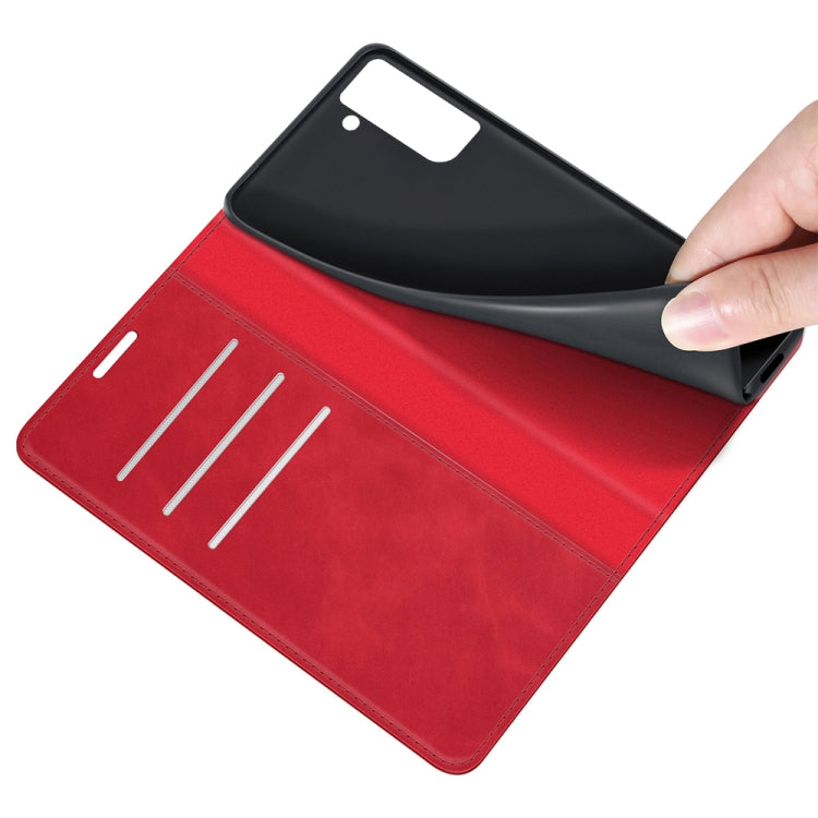 For Samsung Galaxy S21 FE Retro-skin Business Magnetic Suction Leather Case with Holder & Card Slots & Wallet