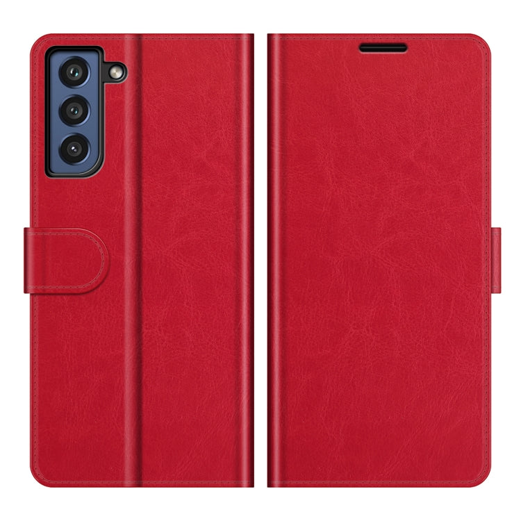 For Samsung Galaxy S21 FE R64 Texture Single Horizontal Flip Protective Case with Holder & Card Slots & Wallet& Photo Frame
