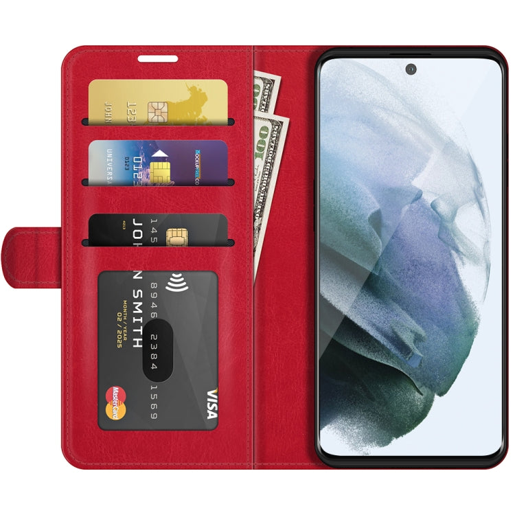For Samsung Galaxy S21 FE R64 Texture Single Horizontal Flip Protective Case with Holder & Card Slots & Wallet& Photo Frame