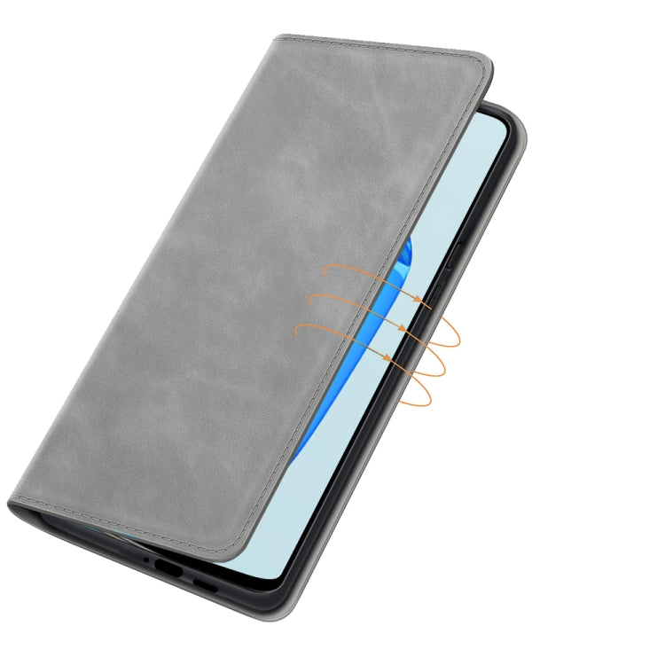 For OnePlus 9R Retro-skin Business Magnetic Suction Leather Case with Holder & Card Slots & Wallet